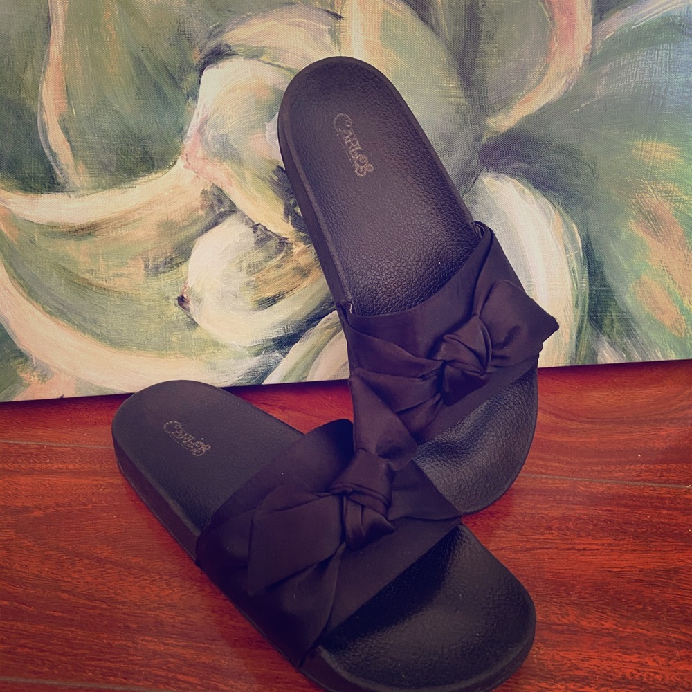 Black satin knot slides